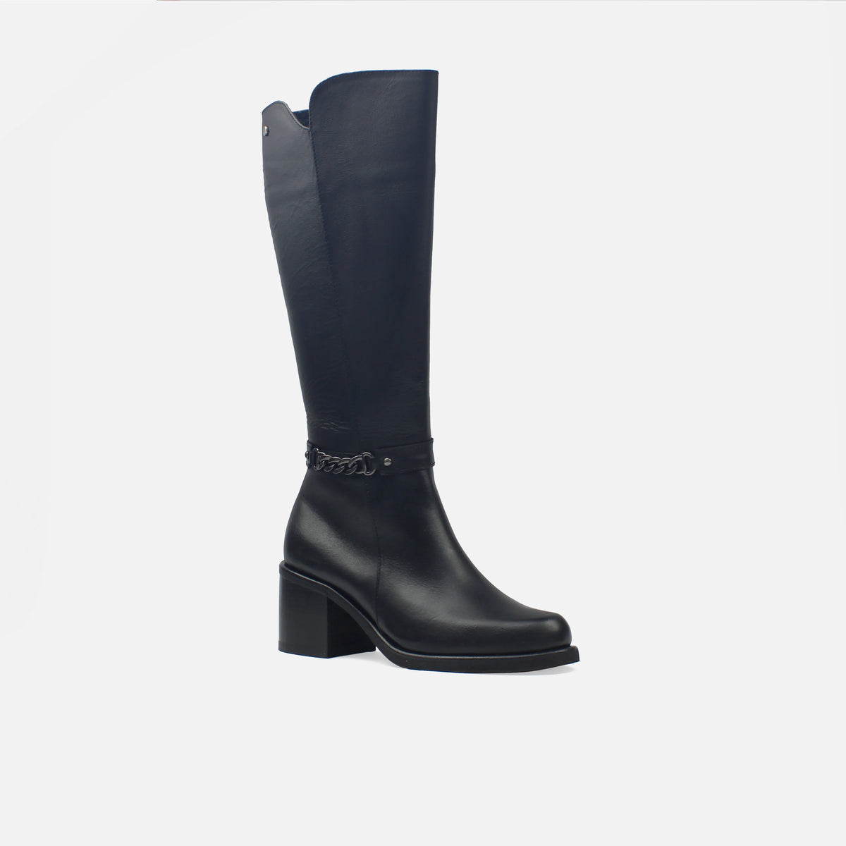 Bota tacon orsola de cuero para mujer - Negro