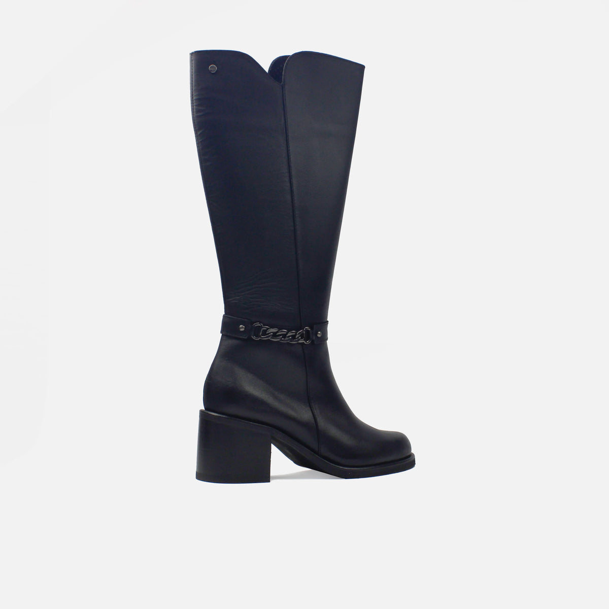 Bota tacon orsola de cuero para mujer - Negro