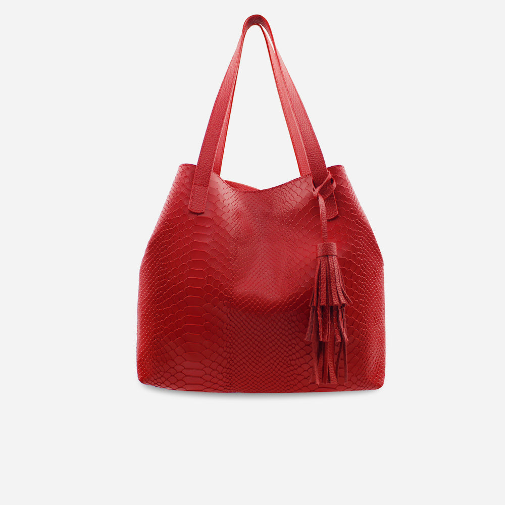 Cartera eleonor de cuero para mujer - Rojo