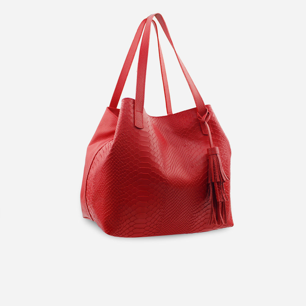 Cartera eleonor de cuero para mujer - Rojo