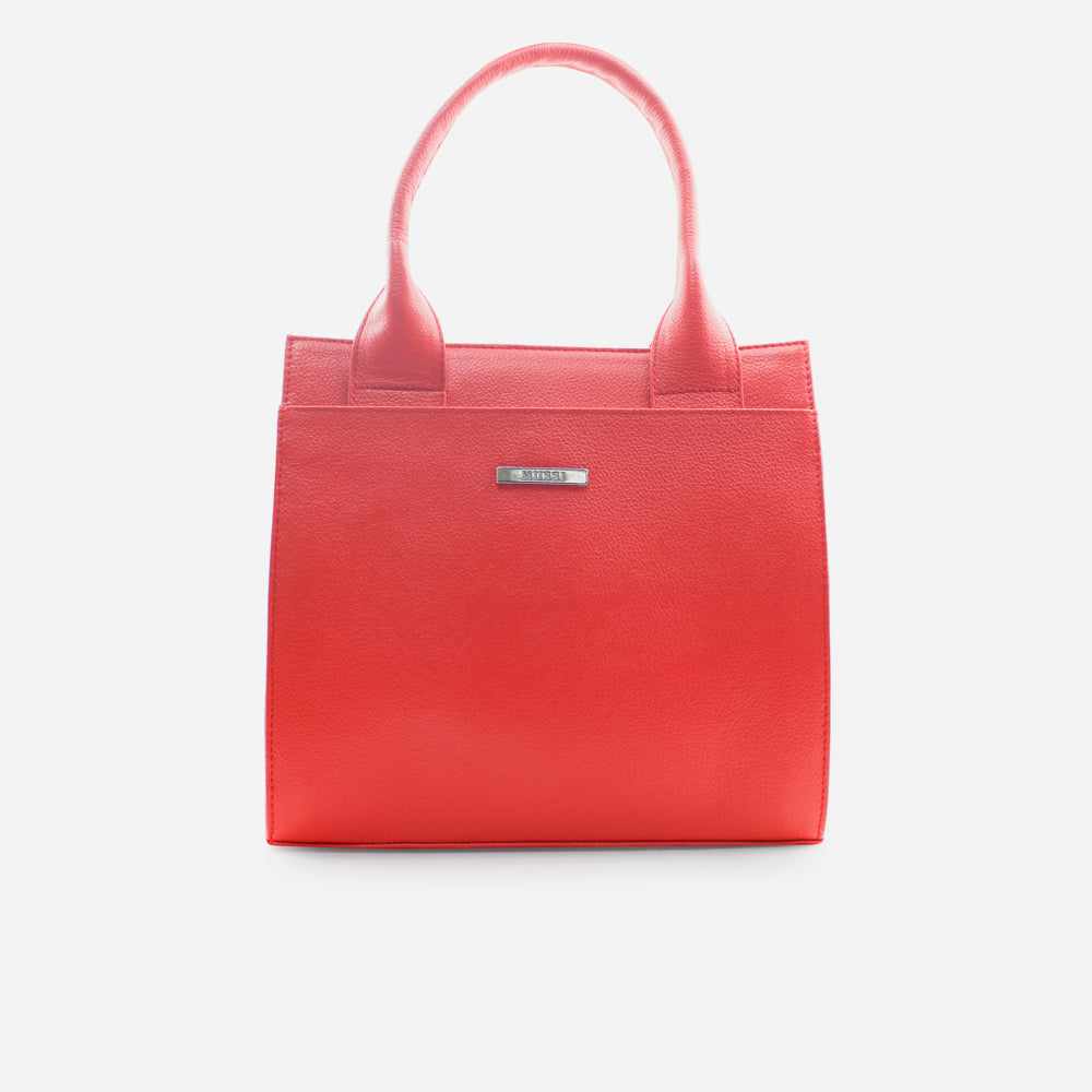 Cartera jada de cuero para mujer - Rojo