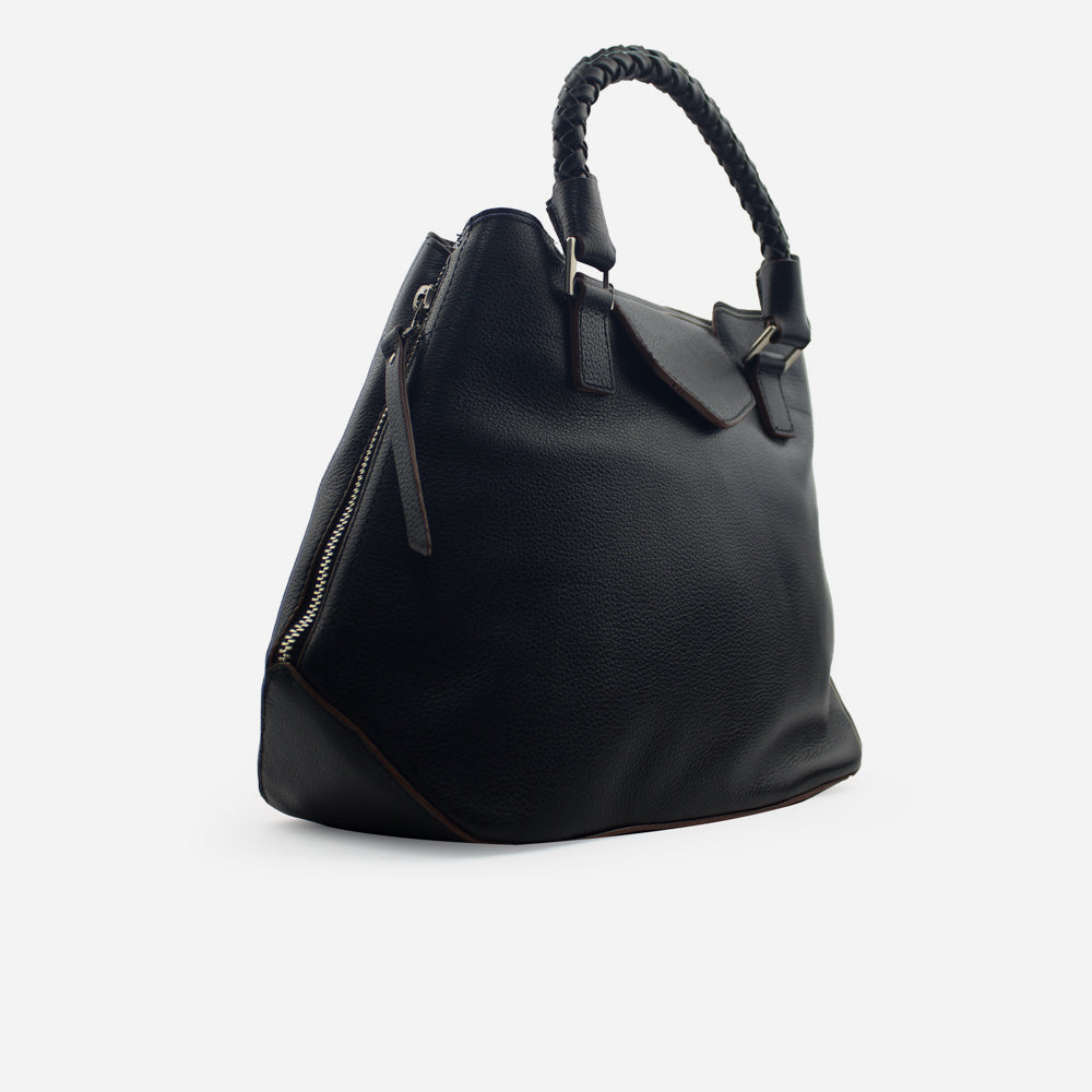 Cartera mara de cuero para mujer - Negro