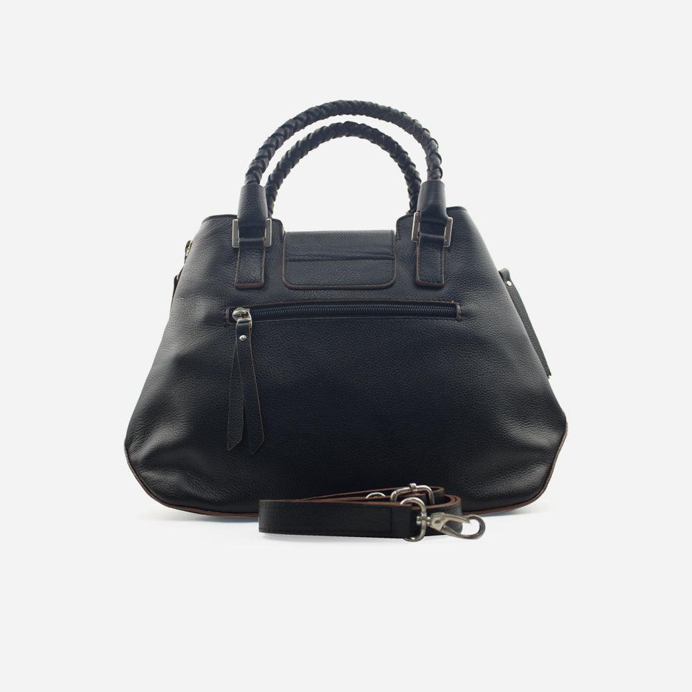 Cartera mara de cuero para mujer - Negro