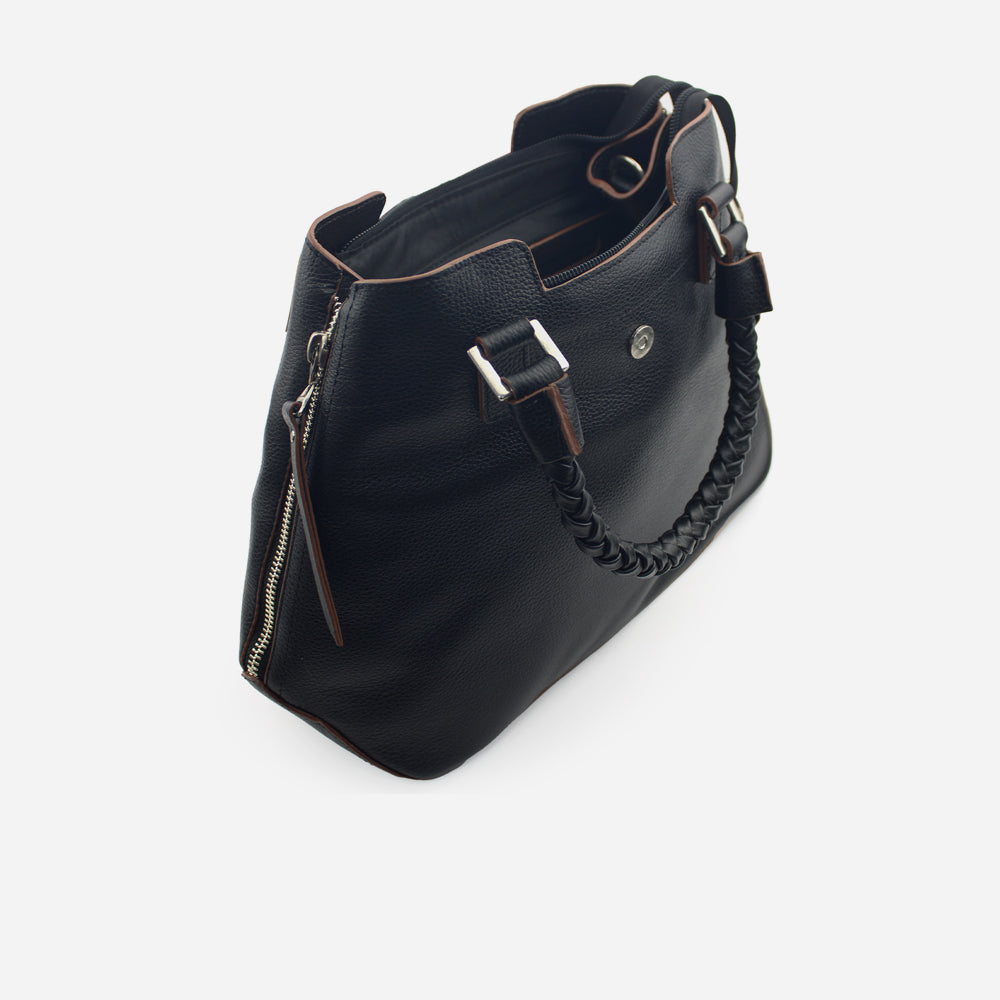 Cartera mara de cuero para mujer - Negro