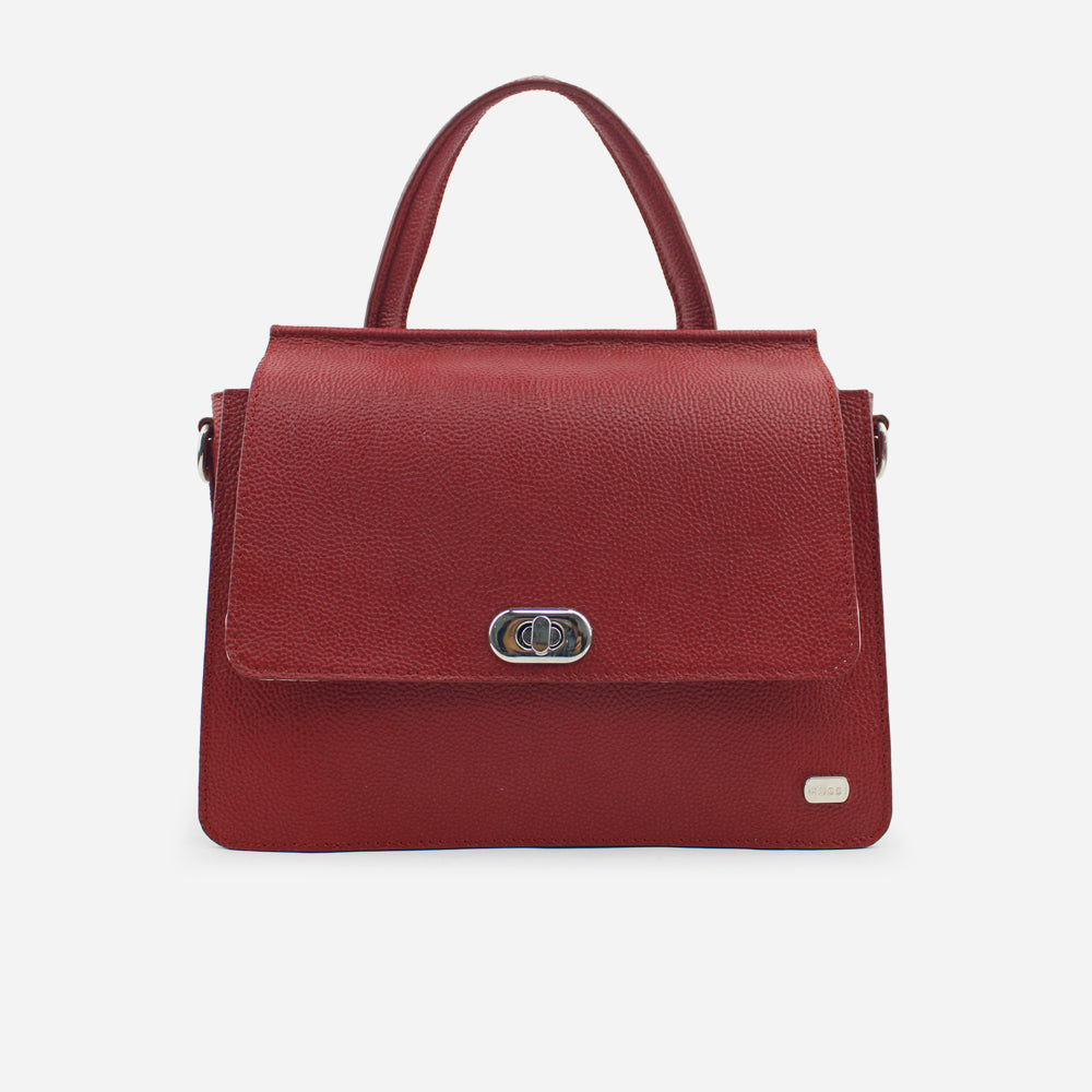 Bolso manos libres jade de cuero para mujer - Vino