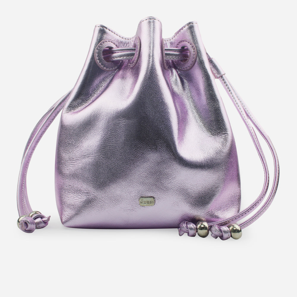 Bolso manos libres estelar de cuero para mujer - Rosado