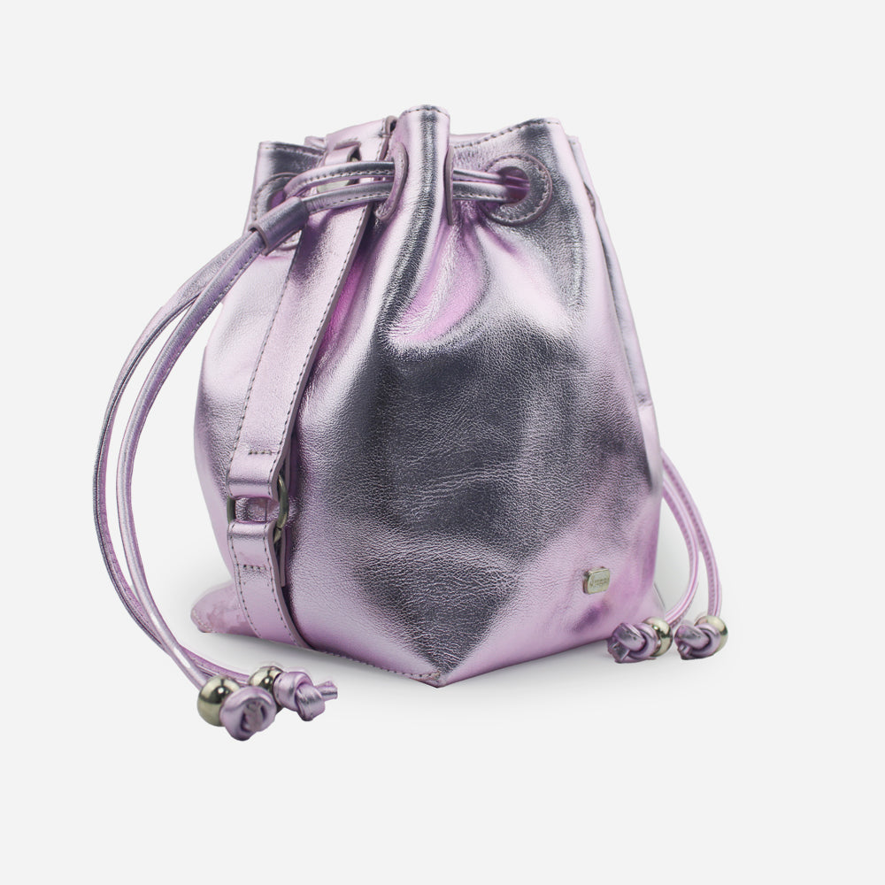 Bolso manos libres estelar de cuero para mujer - Rosado