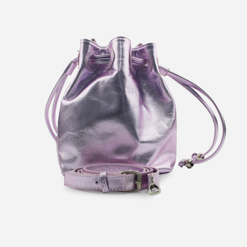 Bolso manos libres estelar de cuero para mujer - Rosado