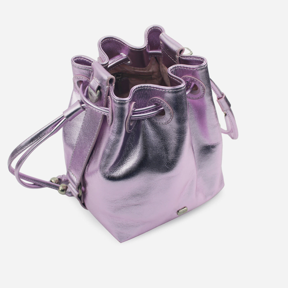 Bolso manos libres estelar de cuero para mujer - Rosado