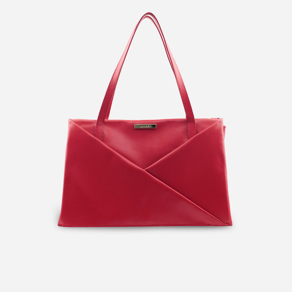 Cartera lena de cuero para mujer - Rojo