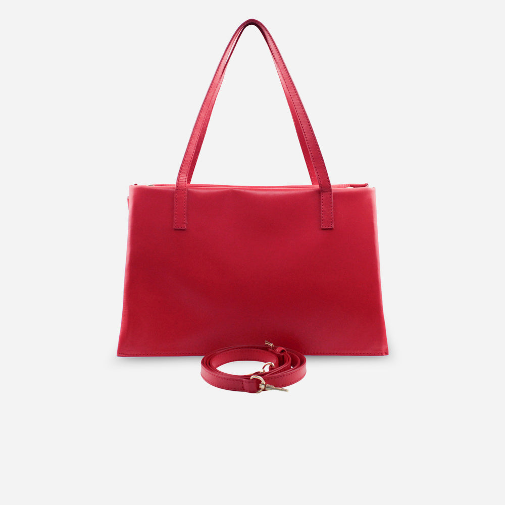 Cartera lena de cuero para mujer - Rojo