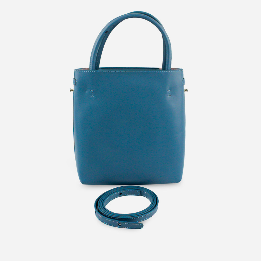 Bolso manos libres brittani de cuero para mujer - Celeste