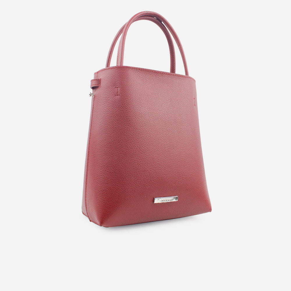 Bolso manos libres brittani de cuero para mujer - Vino