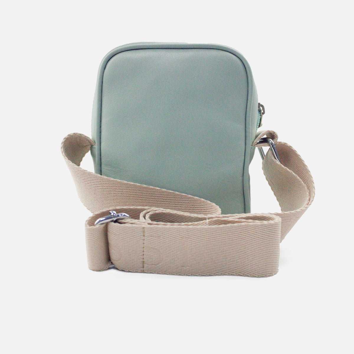 Bolso manos libres lisa de cuero para mujer - Menta