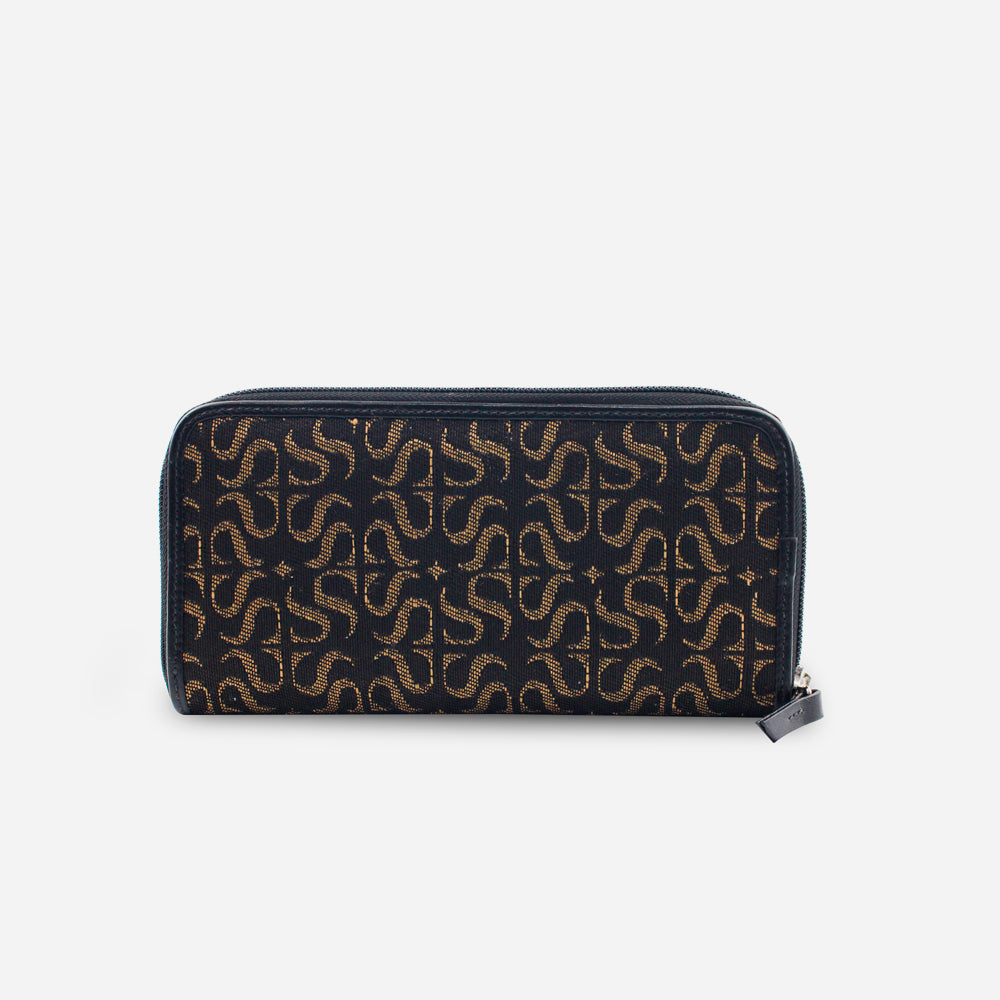 Billetera oliva de textil para mujer - Negro