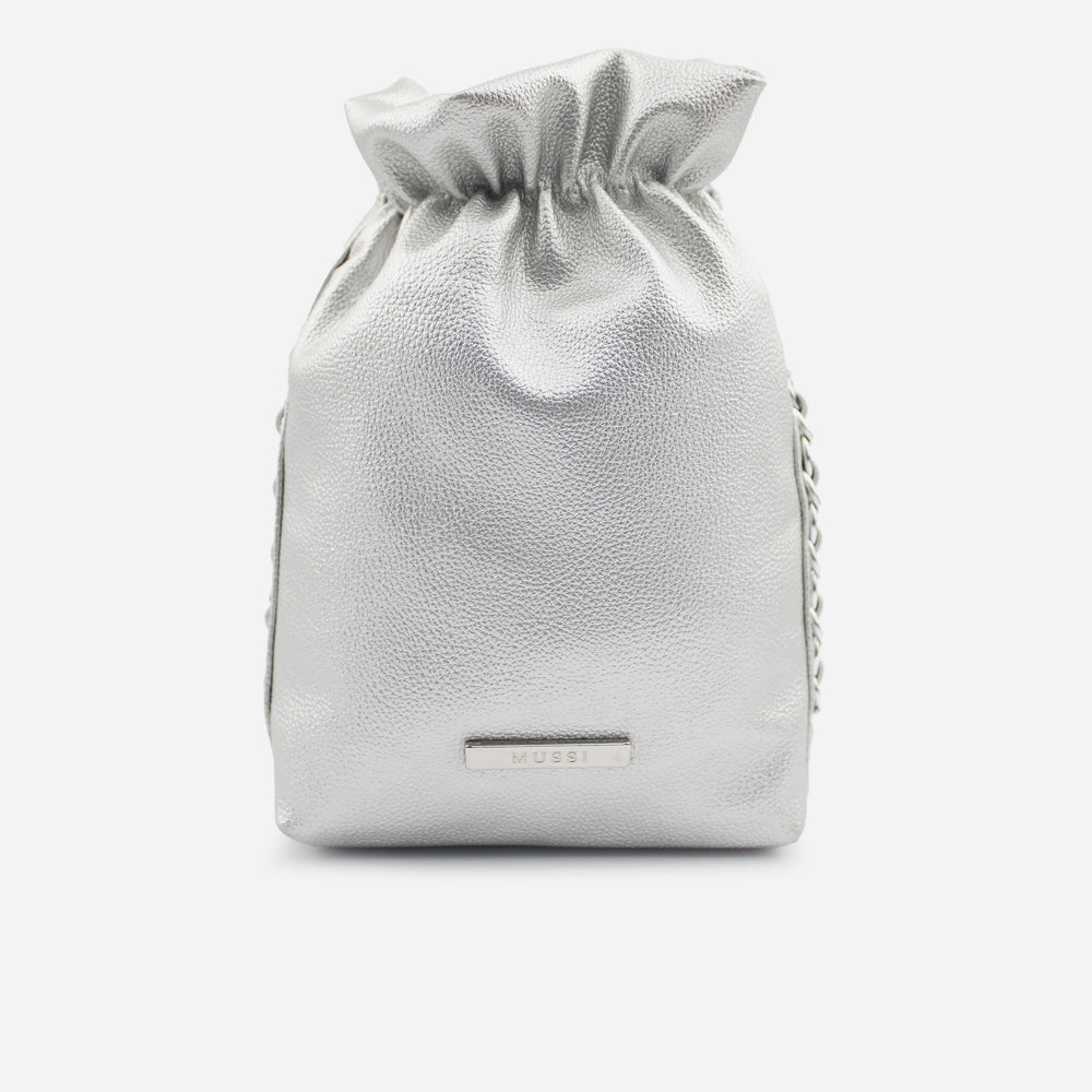 Bolso manos libres siena de cuero para mujer - Plata