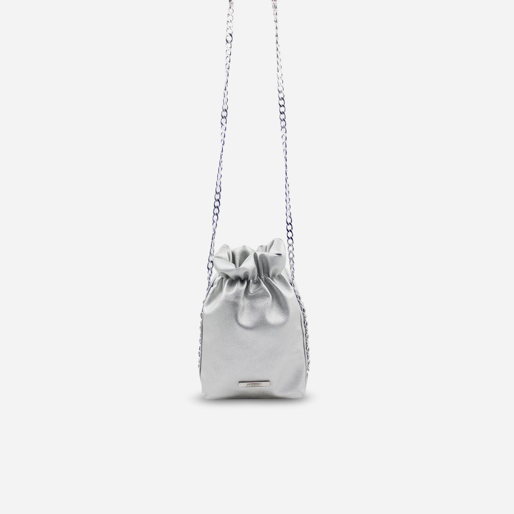 Bolso manos libres siena de cuero para mujer - Plata