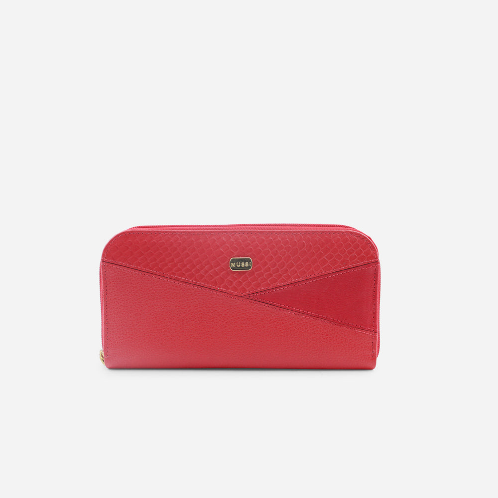 Billetera escarlata de cuero para mujer - Rojo