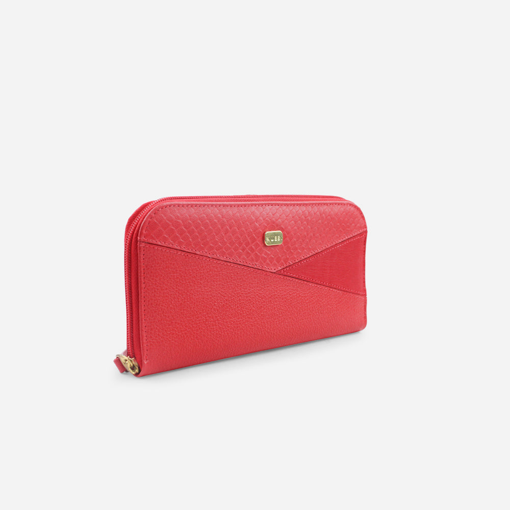 Billetera escarlata de cuero para mujer - Rojo