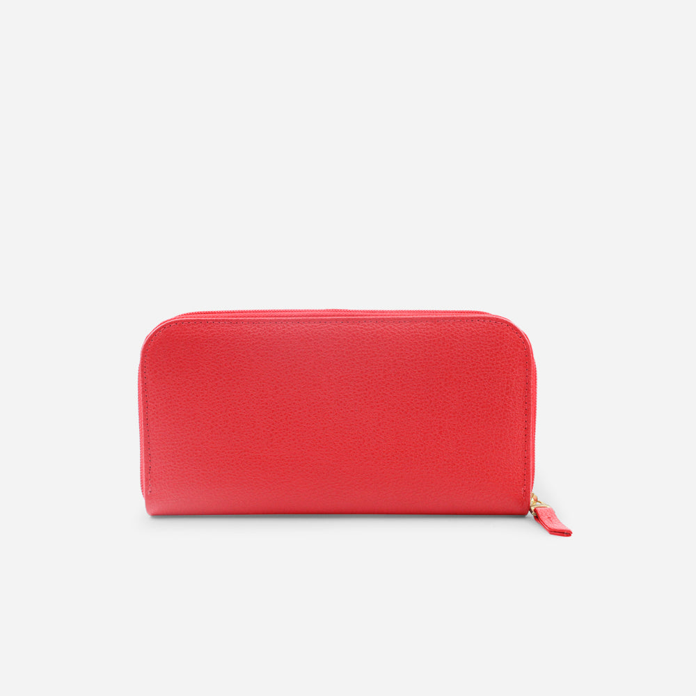 Billetera escarlata de cuero para mujer - Rojo