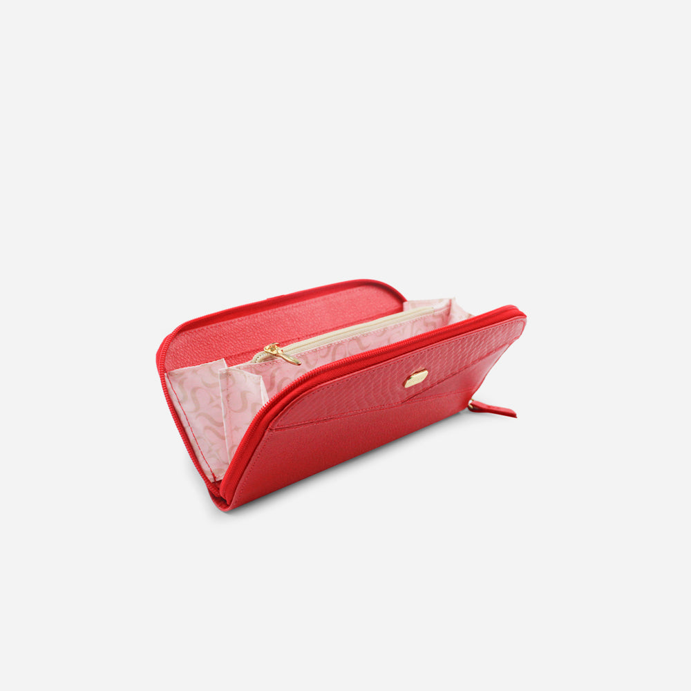 Billetera escarlata de cuero para mujer - Rojo