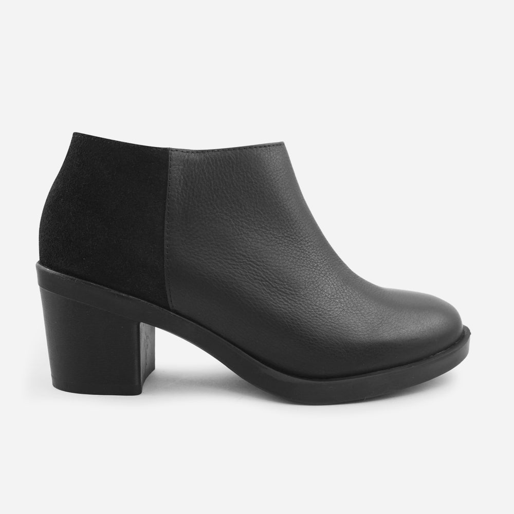 Botin tacon elisabett de cuero para mujer - Negro