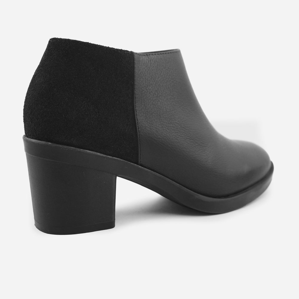 Botin tacon elisabett de cuero para mujer - Negro