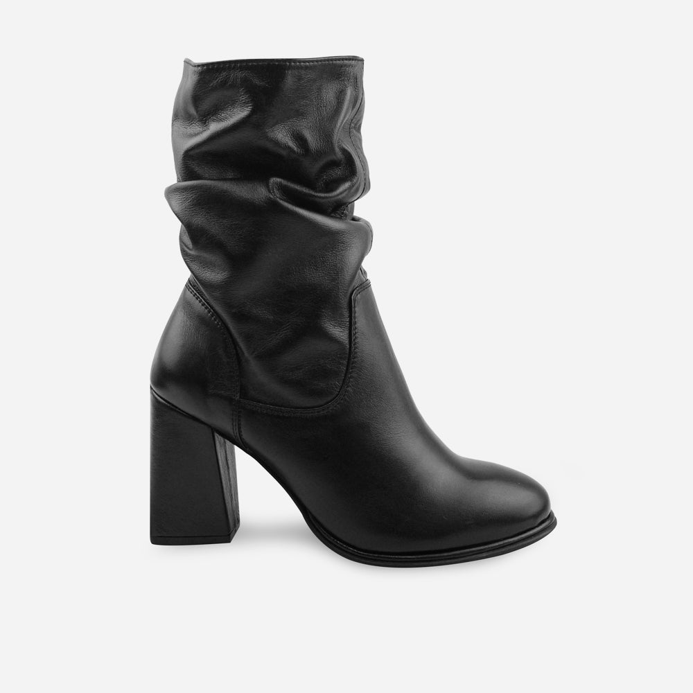 Bota tacon ester de cuero para mujer - Negro