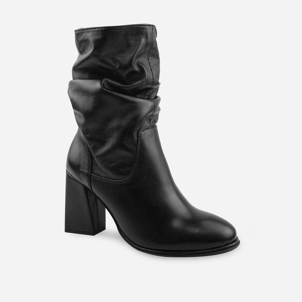 Bota tacon ester de cuero para mujer - Negro