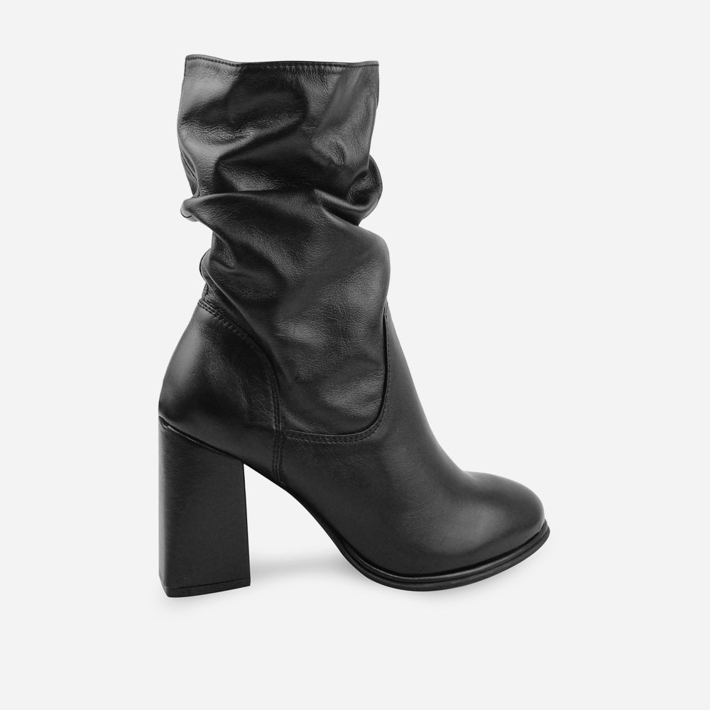 Bota tacon ester de cuero para mujer - Negro