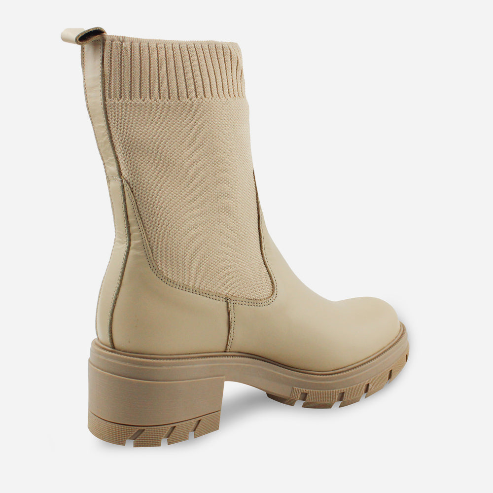 Bota plana amanecer de cuero para mujer - Beige