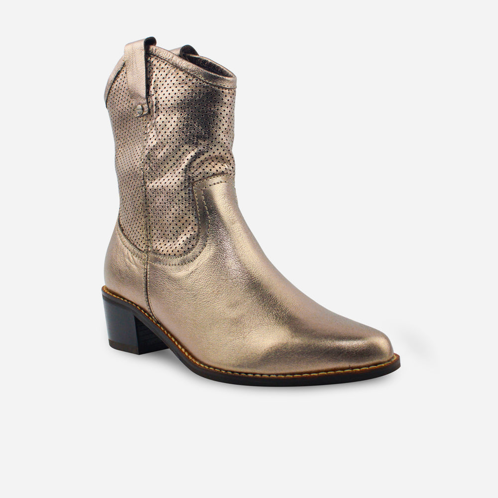 Botin texano luciana de cuero para mujer - Bronce