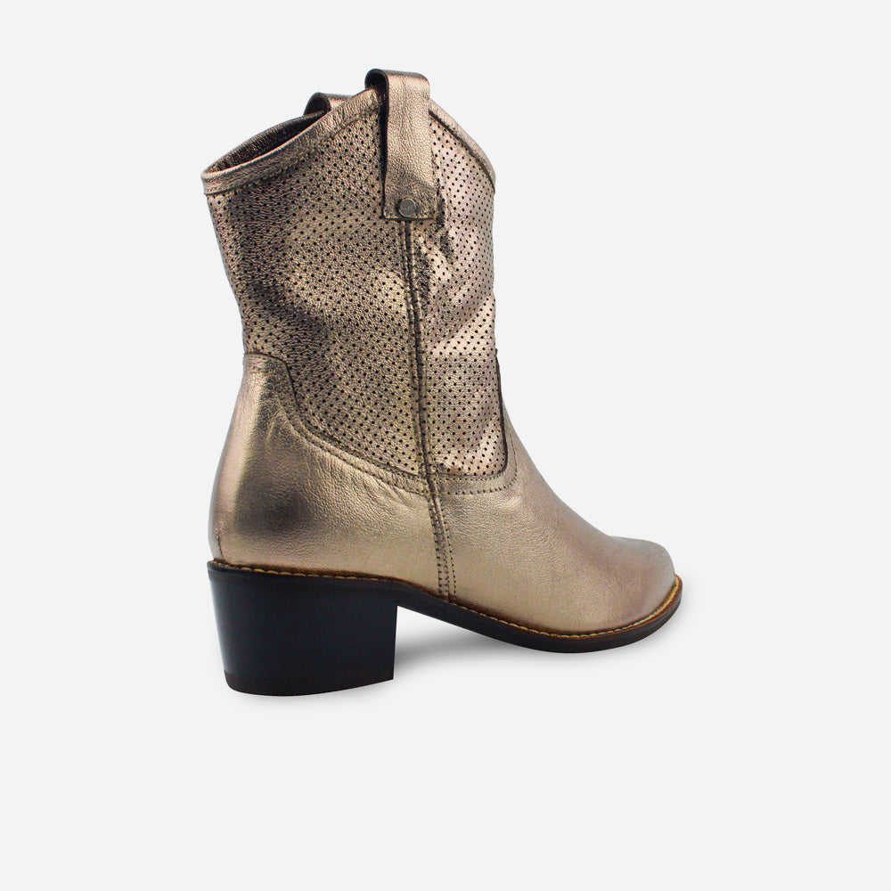 Botin texano luciana de cuero para mujer - Bronce