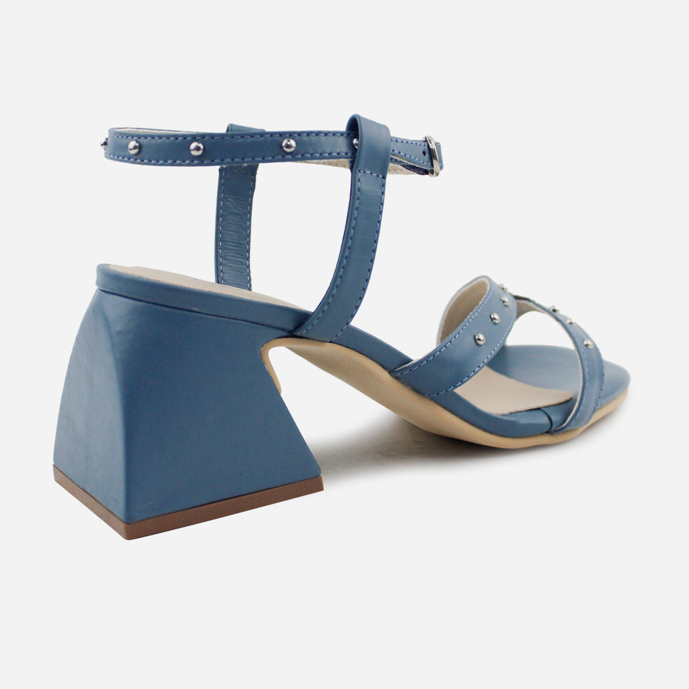 Sandalia tacon vanity de cuero para mujer - Azul