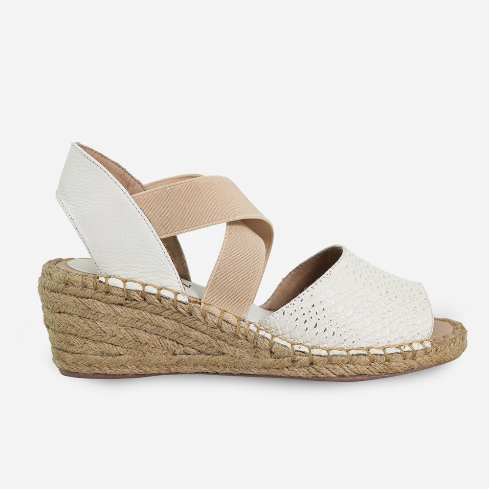 Sandalia espadrilla liz de cuero para mujer - Hueso