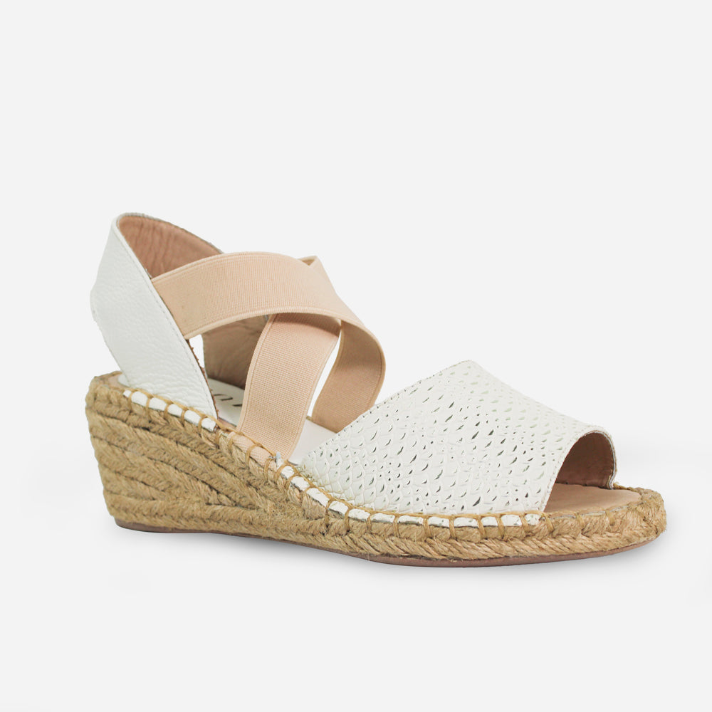 Sandalia espadrilla liz de cuero para mujer - Hueso