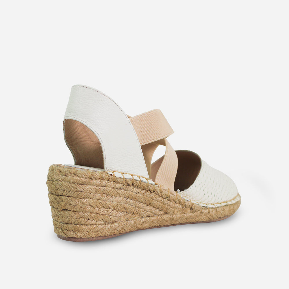 Sandalia espadrilla liz de cuero para mujer - Hueso