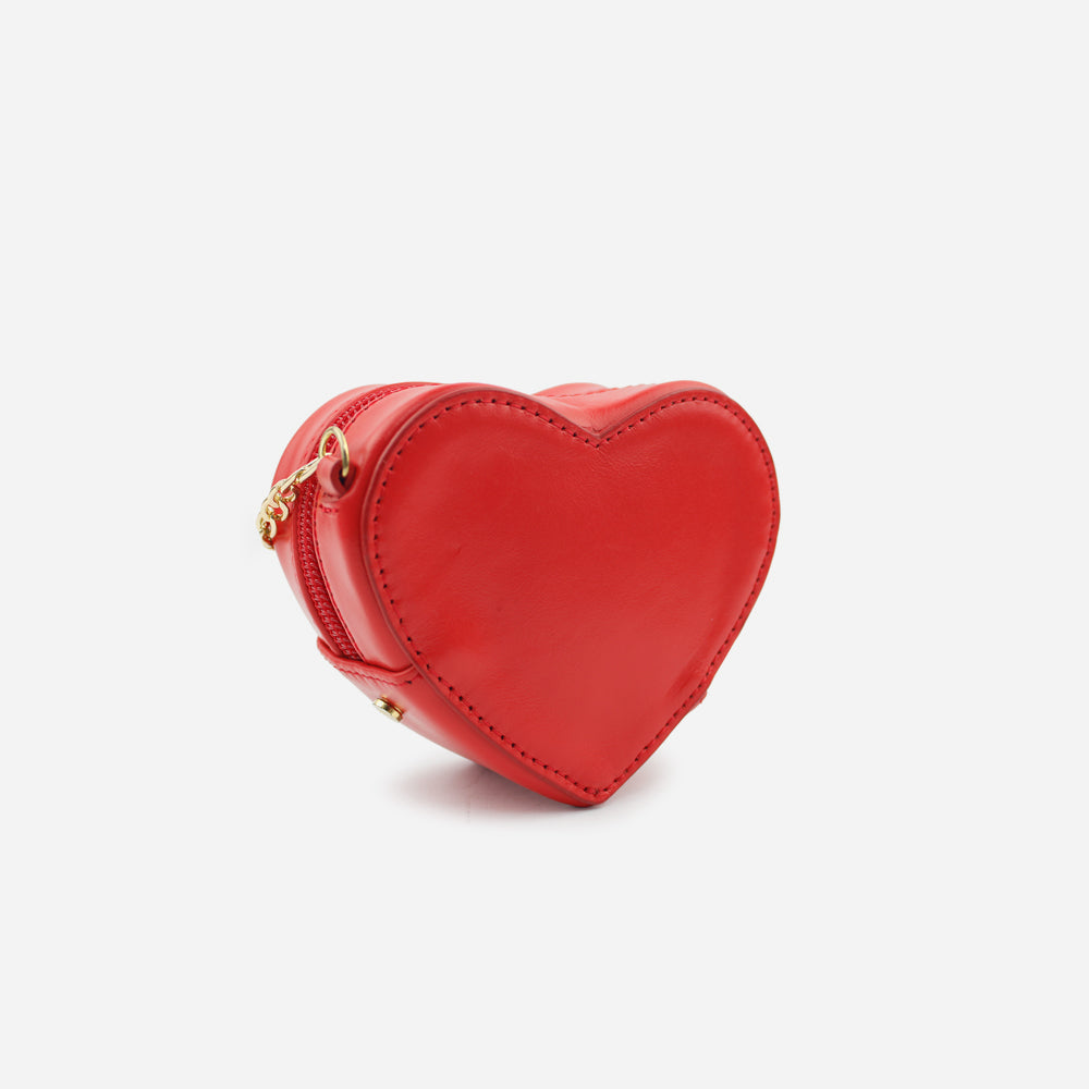 Monedero corazón de cuero para mujer - Rojo