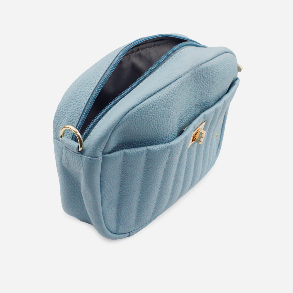 Bolso manos libres estella de cuero para mujer - Azul