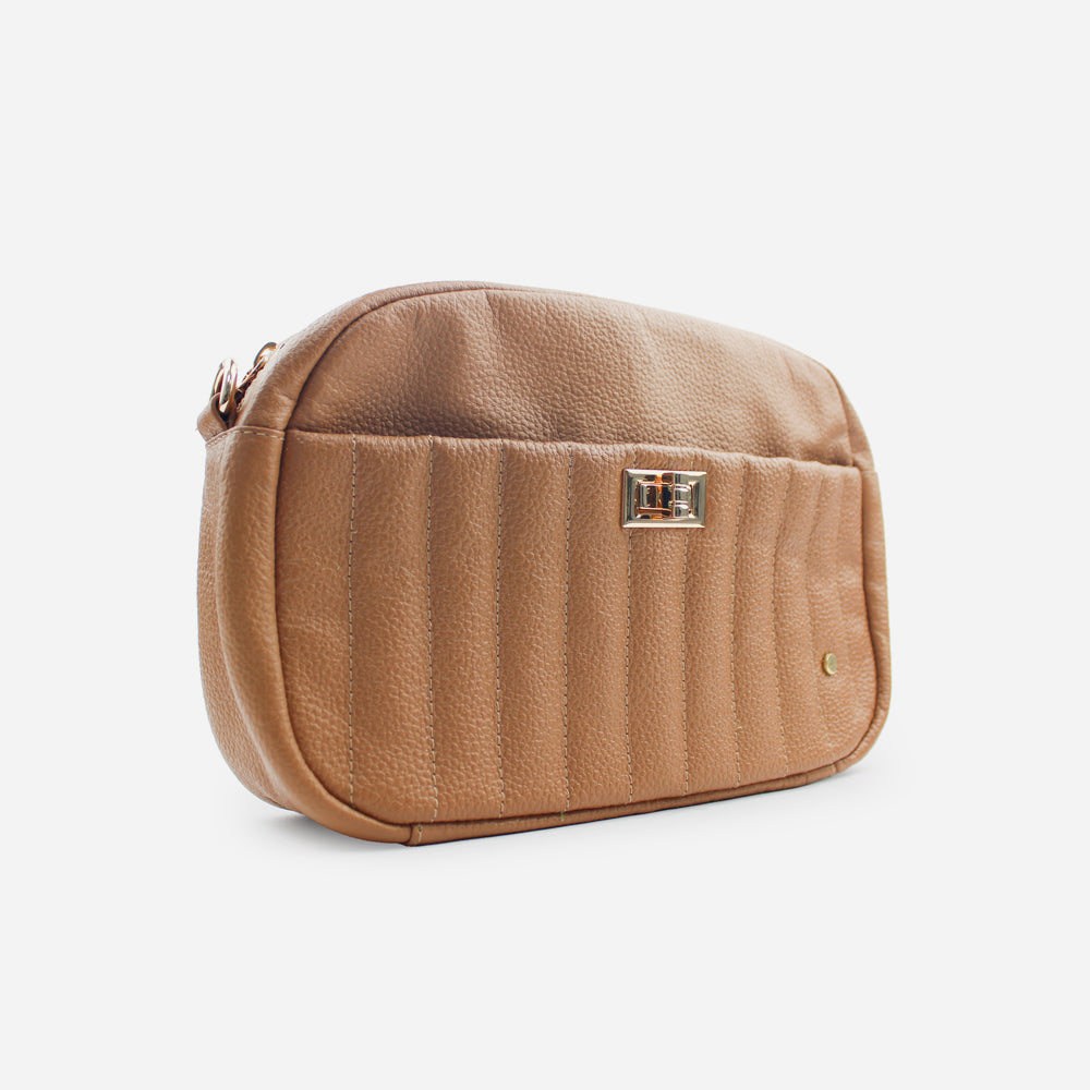 Bolso manos libres estella de cuero para mujer - Miel