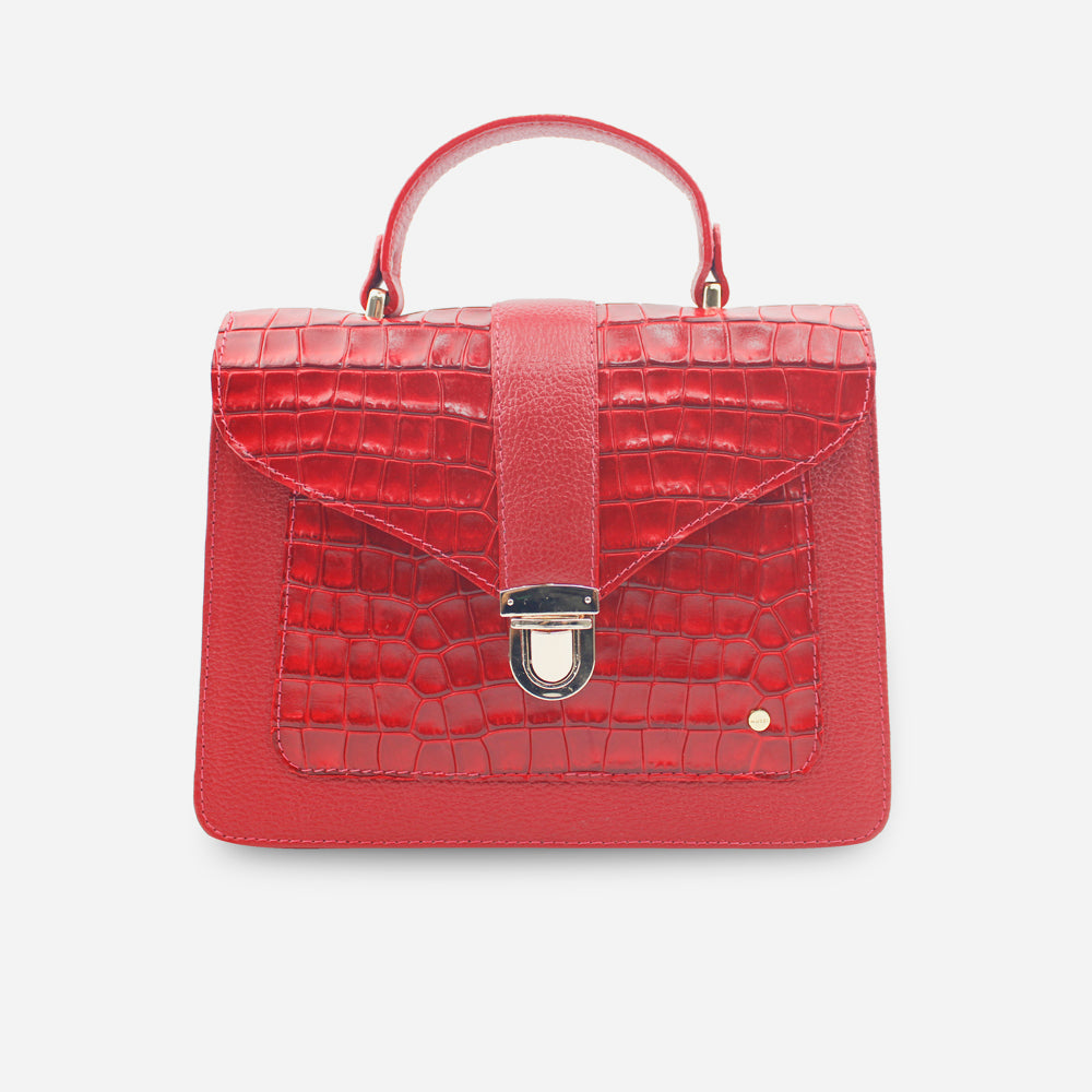 Bolso manos libres dorina de cuero para mujer - Rojo