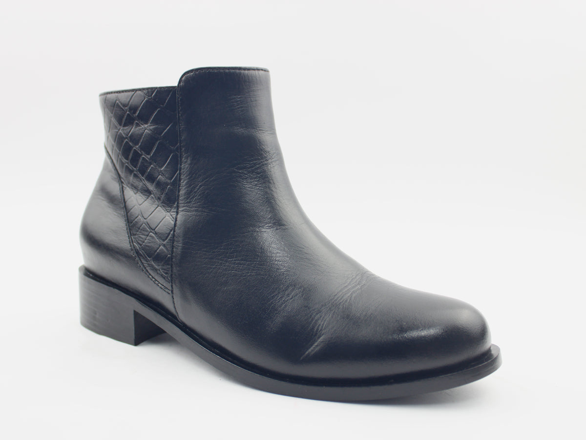 Botin tacon olga de cuero para mujer - Negro