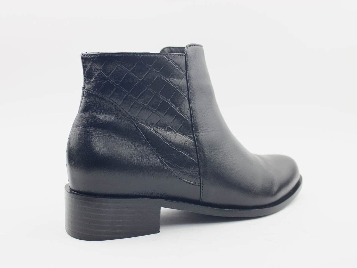 Botin tacon olga de cuero para mujer - Negro