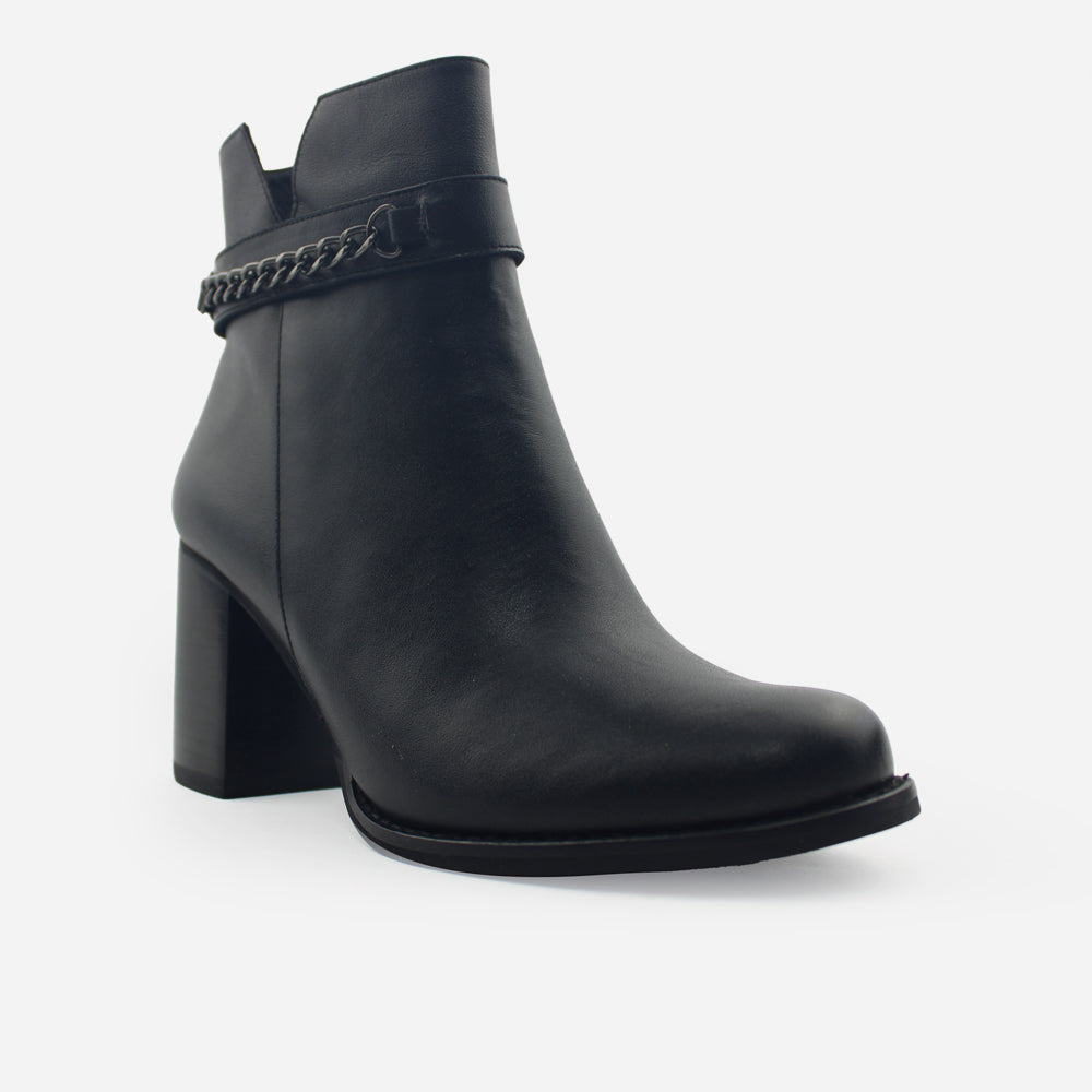 Botin tacon noemi de cuero para mujer - Negro