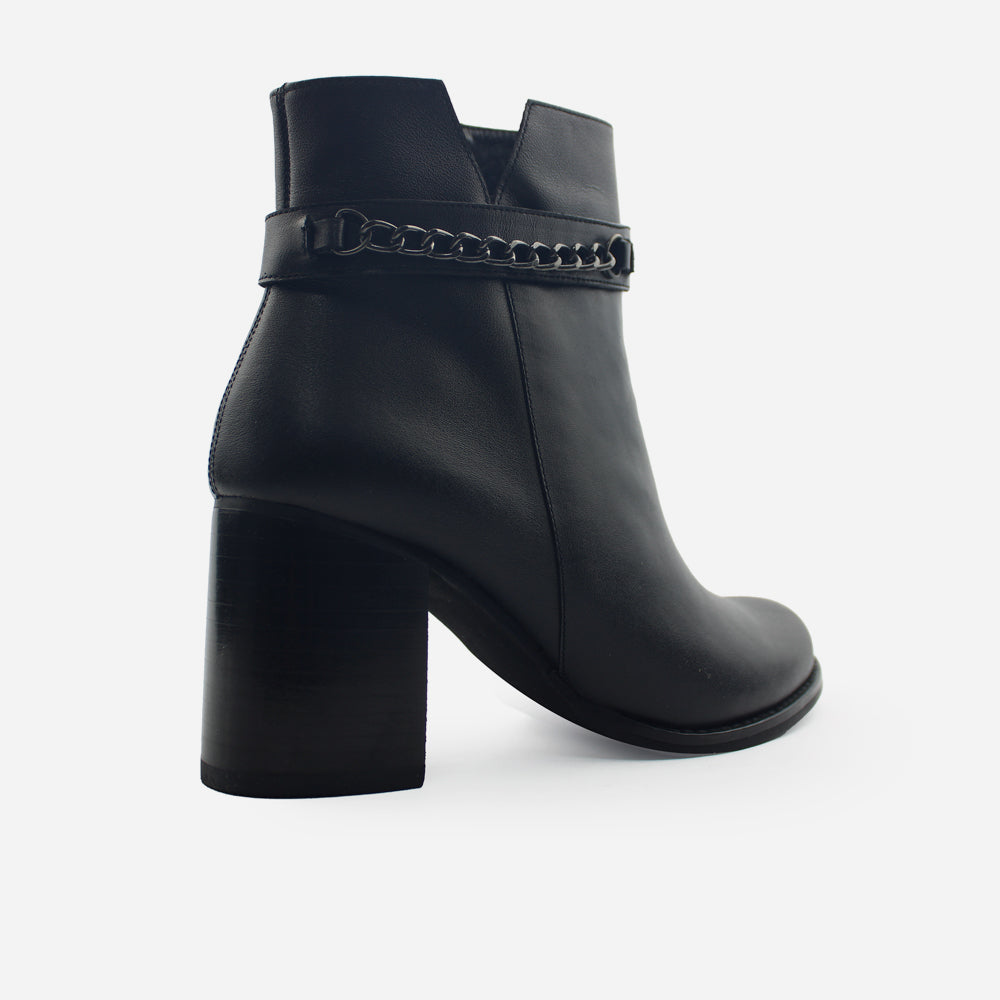 Botin tacon noemi de cuero para mujer - Negro