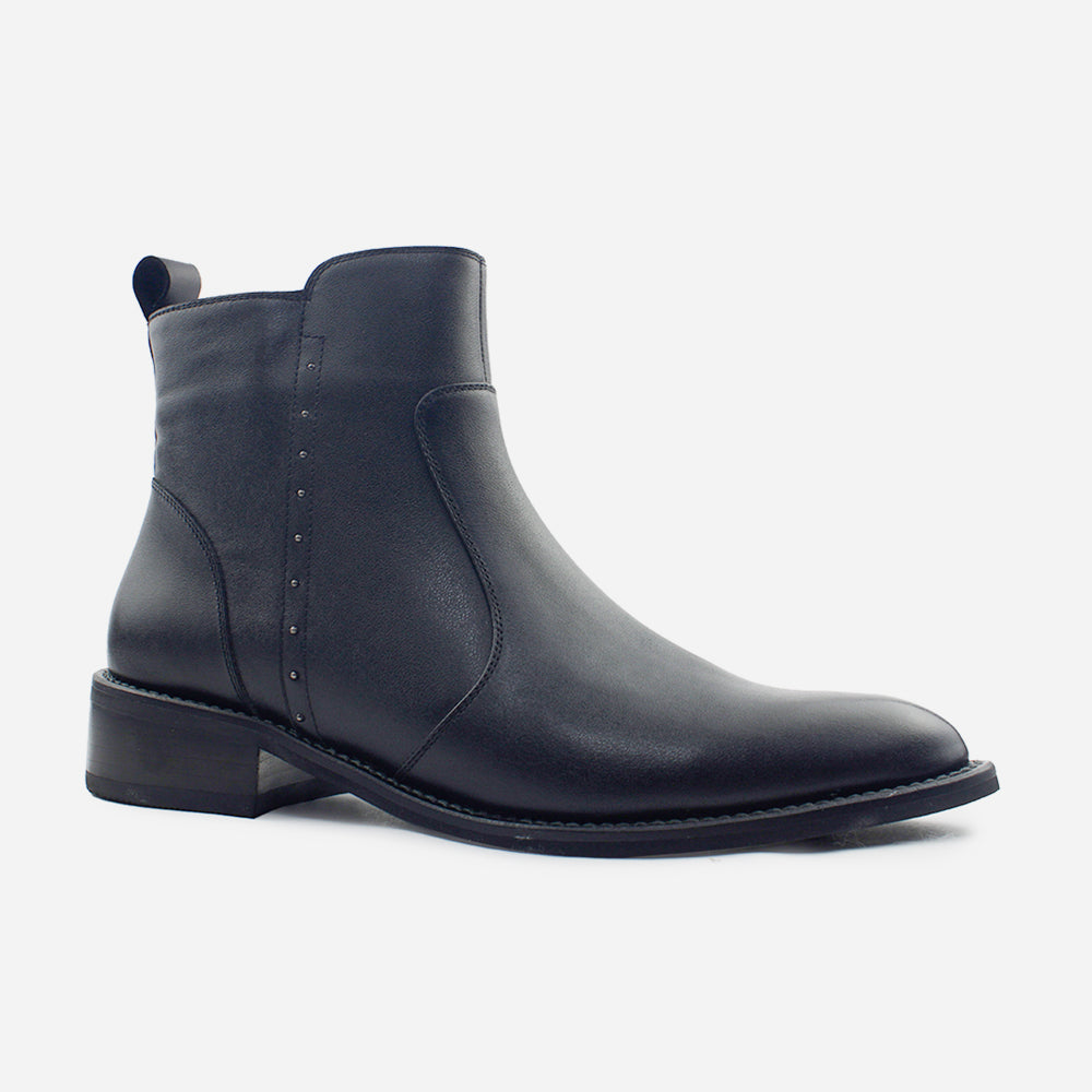 Botin plano ciel de cuero para mujer - Negro