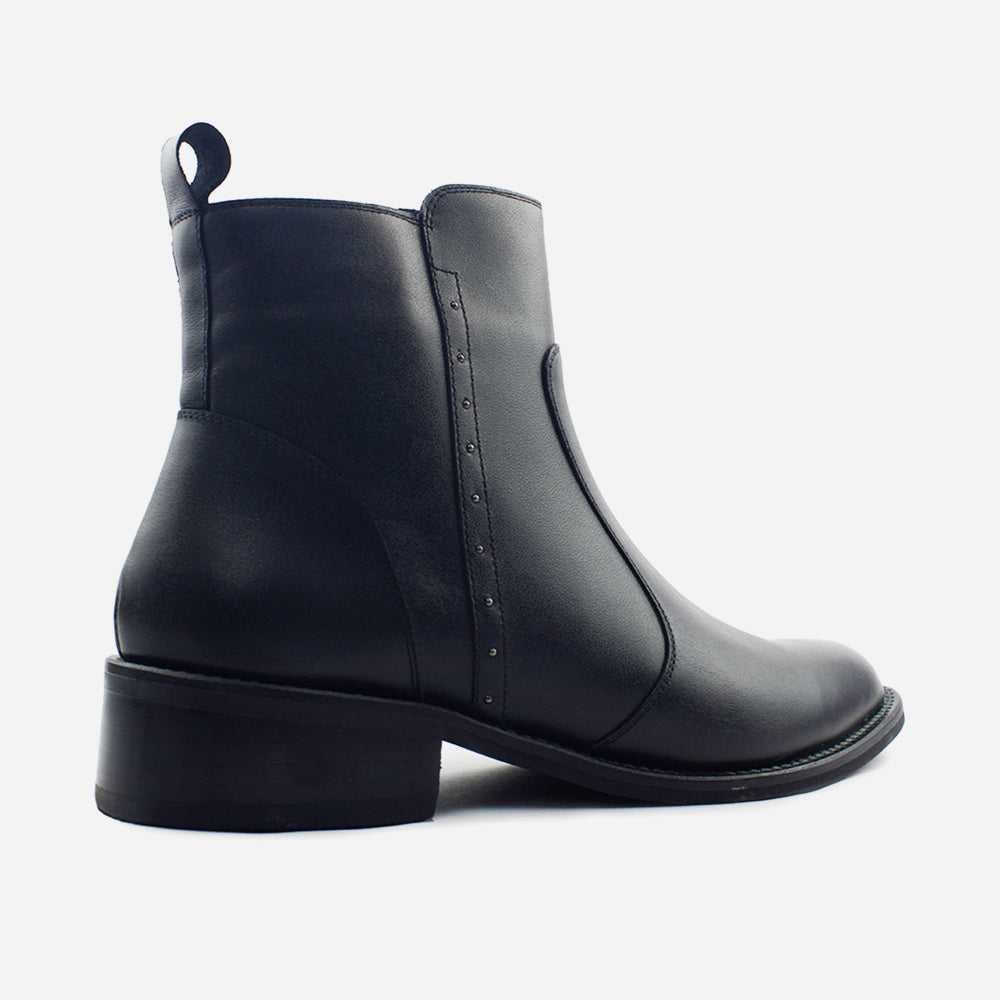 Botin plano ciel de cuero para mujer - Negro