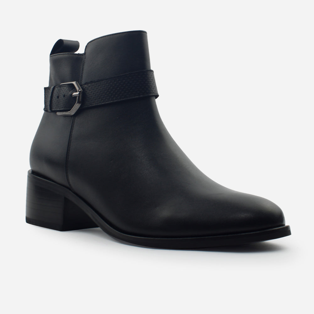 Botin tacon aura de cuero para mujer - Negro