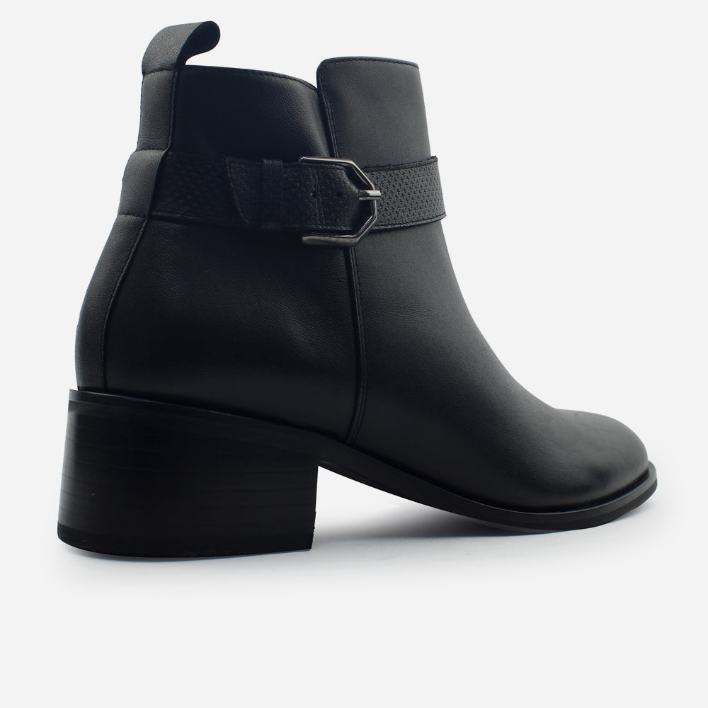 Botin tacon aura de cuero para mujer - Negro