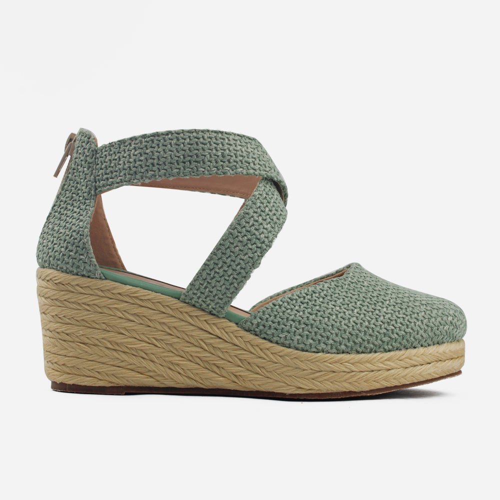 Sandalia espadrilla lina de textil para mujer - Verde